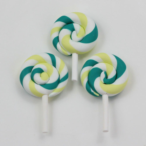 Υψηλής ποιότητας ομορφιά 10 χρώματα Kawaii Spiral Lollipop Candy Polymer Clay Cabochons Flatback για DIY Τηλέφωνο Διακόσμηση