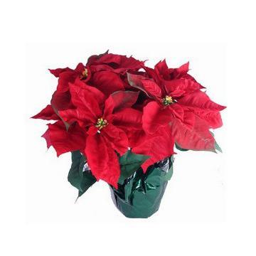 Artificial Foil Potted Christmas Poinsettia Plant