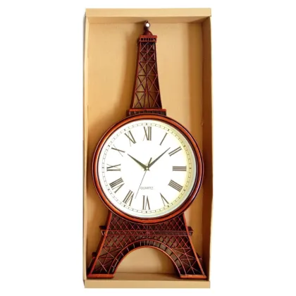 Antique Craft Eiffel Tower Shape Plastic Wall Clock with Quartz Movement