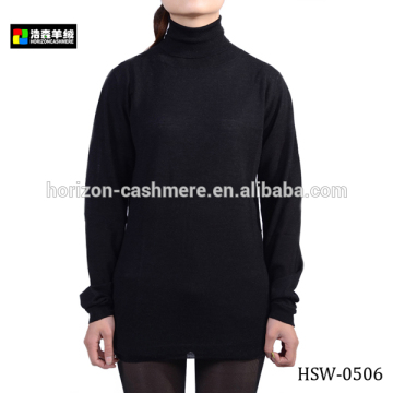 Fashion Design Woolen Sweater, Women Plain Black Woolen Sweater