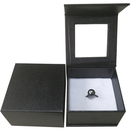 Caixa de anel preto personalizada com espuma