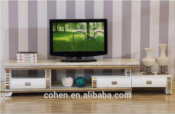 hot selling royal luxury high gloss stainless steel TV stand/cabinet design E1073