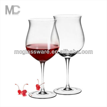 Wholesale Unique Wide Mouth Tulip Shaped Long Stem Wine Glass