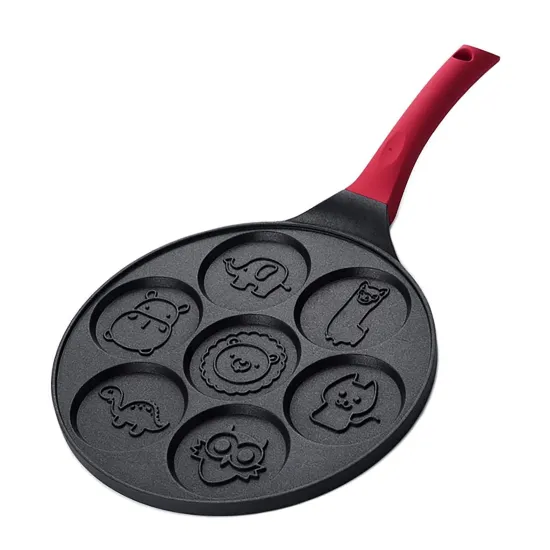 7-Hole Non-Stick Omelette Pan: Aluminum Alloy Breakfast Pancake Egg Pan with Anti-Scald and Heat-Resistant Handle