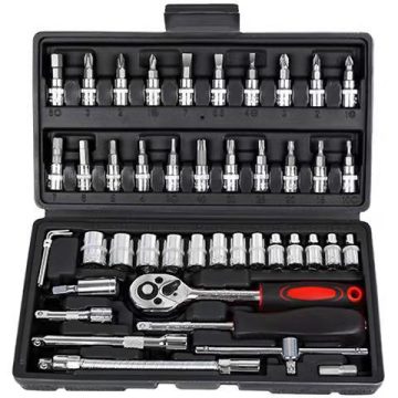 Design moderno CR -V Set di socket multisize con bit a cricchetto - riparazione domestica fai -da -te oem personalizzabile confezionato in custodia rigida