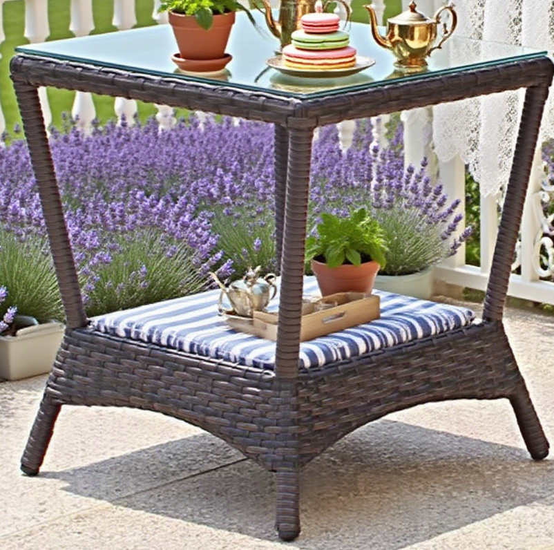 Weatherproof wicker outdoor table