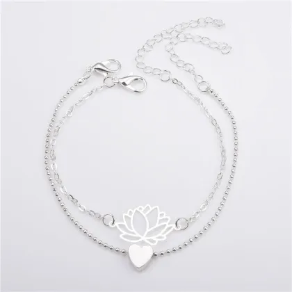 Cheapest Lotus Heart Anklet Sets: Stylish Women's Party Bracelet and Anklet Collection