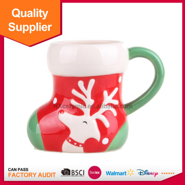 Christmas kids gift shoes shope porcelain promotion mug