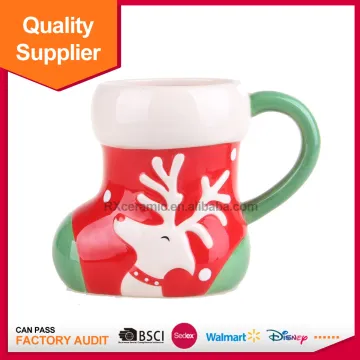 Christmas kids gift shoes shope porcelain promotion mug