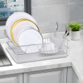 estante de secado de platos de metal cromado con plateado con estante de secado para platos de soporte para utensilios para fregadero de cocina a la cocina