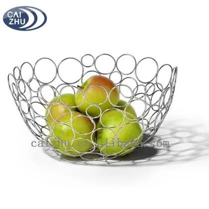 2016 China cheap Chrome Wire Circle decorative Fruit Bowl