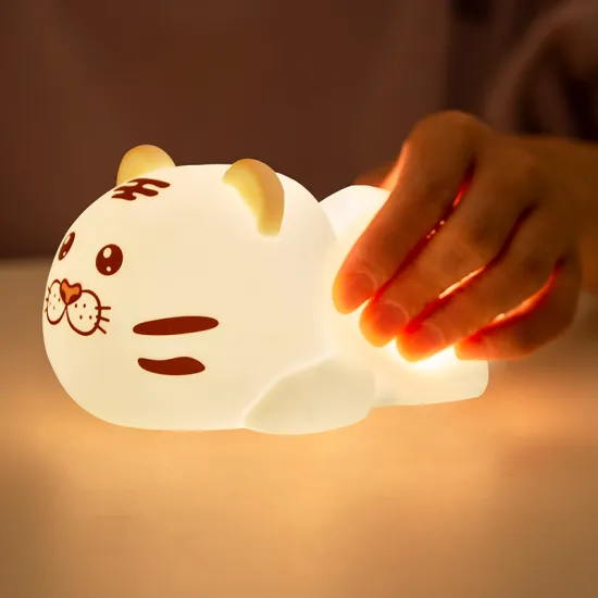 Cute Silicone Lamp: Tiger Huggable Night Light for Kids' Toy Bedroom Decoration