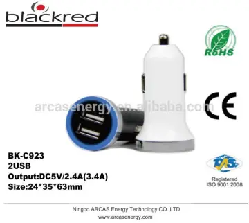 New dual 5V 2.4A USB Car Charger, 2 usb dual car charger, emergency car charger cell phone car charger with led light