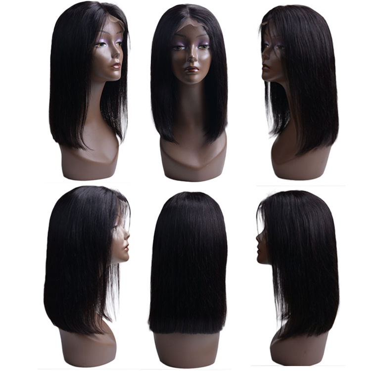 Brazilian Short Bob perruque perruque vierge Lace frontale Perruque femme noire