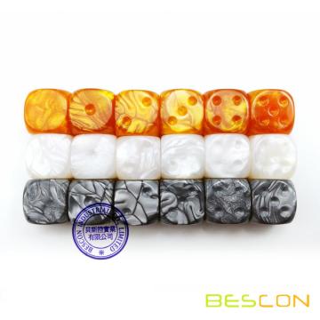 Bescon roh unlackiert Marmor 16MM Spielwürfel mit leere 6. Seite, 3 sortierte Farbpalette von 18pcs, leere Marmor sterben