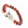 Red Jasper 8MM Round Beads Stretch Gemstone Bracelet with Diamante alloy Owl Piece