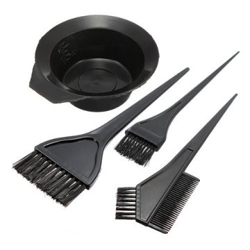 4pcs /Set Hairdressing Salon Hair Color Dye Bowl Comb Brushes Tool Kit Set Tint Coloring