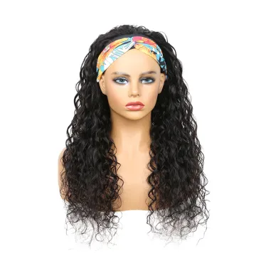 Wholesale Natural Brazilian Raw Virgin Cuticle Aligned Human Hair Vendor Water Wave Non Lace Wig For Black Women Headband Wigs