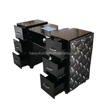 black nail tech tables station with 6 drawers dust collector nail tables