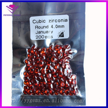 January Stone Garnet Red Color Round Cubic Zirconia 4.0MM CZ Birthstones