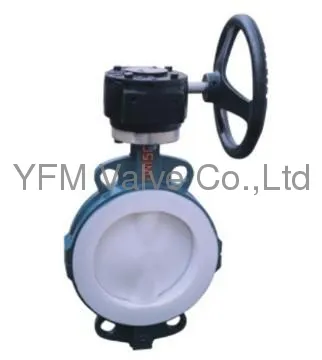 Pneumatic PTFE/PFA/FEP lined wafer Butterfly Valves