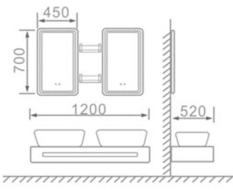 Modern Double Hanging Cabinet with Shelves