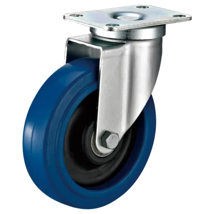 Blue elastic rubber caster trolley wheel