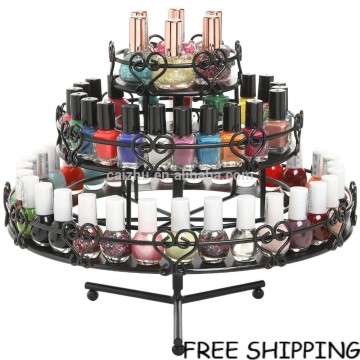 3-Tier Metal Heart Design Rotating Nail Polish Organizer Display Rack Stand Gift
