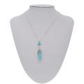 Collier pendentif prisme hexagonal plume turquoise