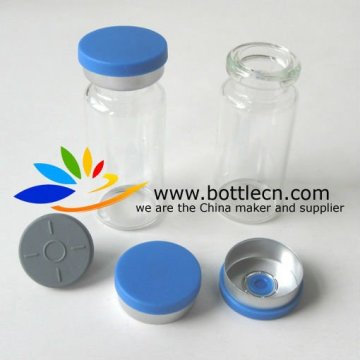 10ml sterile clear vial gray rubber stopper blue smooth 20mm flip top cap crimper