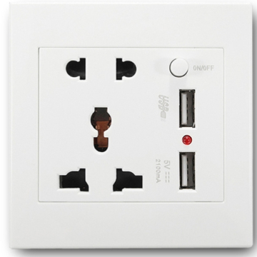 Brasse d'alimentation à 3 voies avec 6 ports USB, rallonge de 2 m et surtension