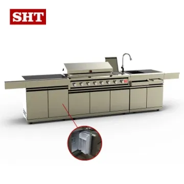 Japan Style Outdoor Island Gas Grill Stainless Steel Modular Kitchen