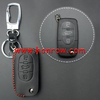 Audi 3 button key cowhide leather case