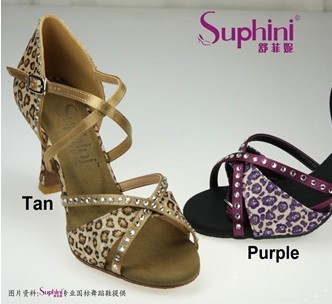 Leopard strass latin shoes