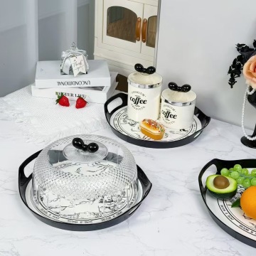Stylish Handled Decorative Plastic Storage Tray for Food