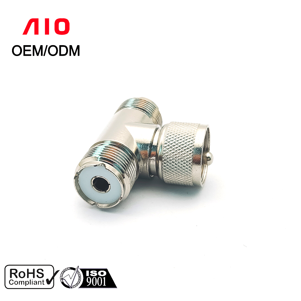 T-Shape Male to Female UHF Coaxial Adapter Connector