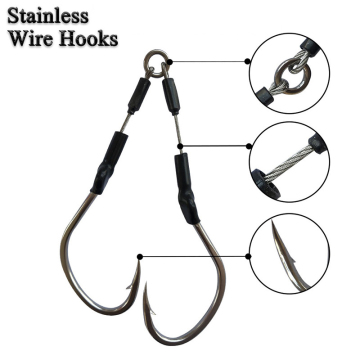 Double Stainless Steel Wire Hooks for Tuna and GT Sea Fishing Lures (2pcs/bag)