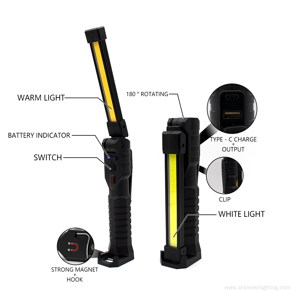 Double sided Foldable COB Work Light Torch