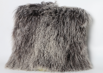 Mongolian Sheep Fur Skin Pillow Grey