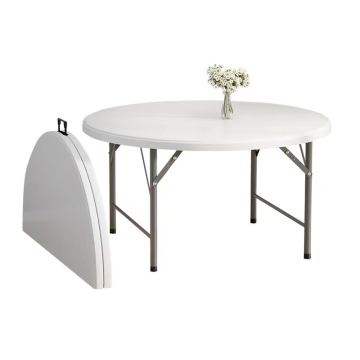 White Round Foldable Plastic Folding Table for Weddings and Events