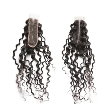 Brazilian Pre Plucked Bleached Knots Natural Color Middle Part Line Deep Wave 2X6 Kim K Lace Closures