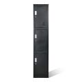 3 Tier Powder Coated Metal Lockers Black