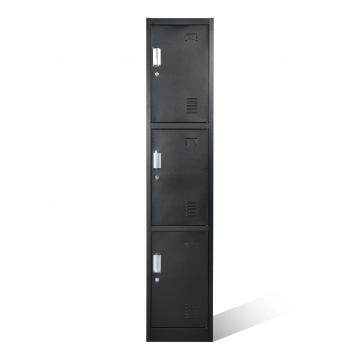 Black Metal Locker Storage Cabinet Staff 3 Tier