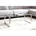 Mesa de café de vidrio minimalista con patas de acero inoxidable