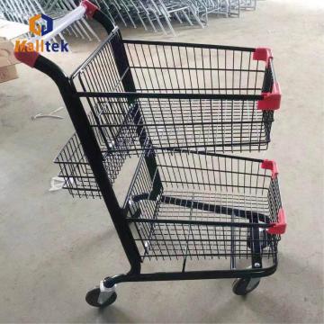 Supermarket Three Layers Metal Shopping Basket Trolley