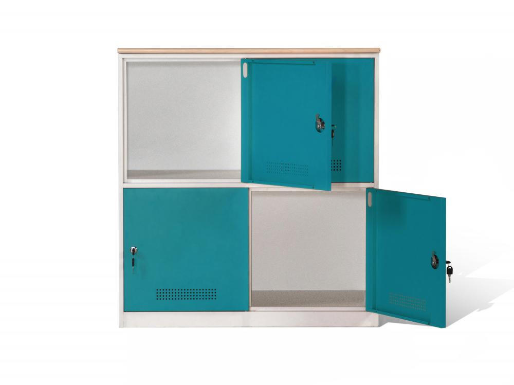 4 Door Steel Locker Cabinet to Store Tableware at Kitchen