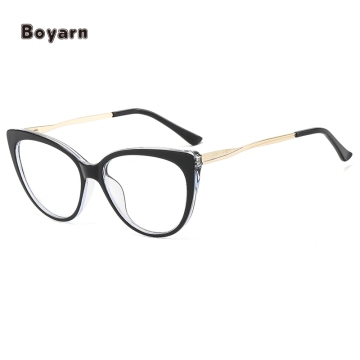 Boyarn New Arrival Big Frame Cat Eye Glases για τις γυναίκες - Metal Temple οπτικά πλαίσια