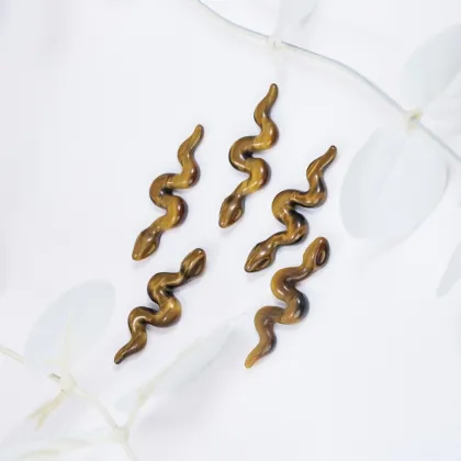 Natural Tiger Eye Stone Snake Shaped Gemstone