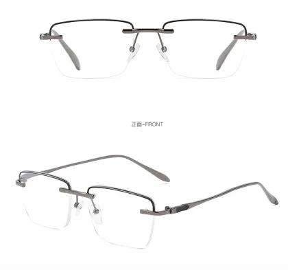 BizMetal Reading Glasses: Anti Blue Light Rimless Reading Glasses for Business Professionals