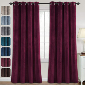 Red Velvet 84 Inches Curtain Drapes
